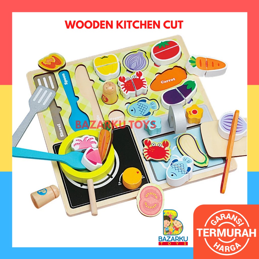 Wodden Kitchen Cut Mainan Masak Masakan Mainan Dapur Anak Mainan Kayu Wooden Toys 183-19