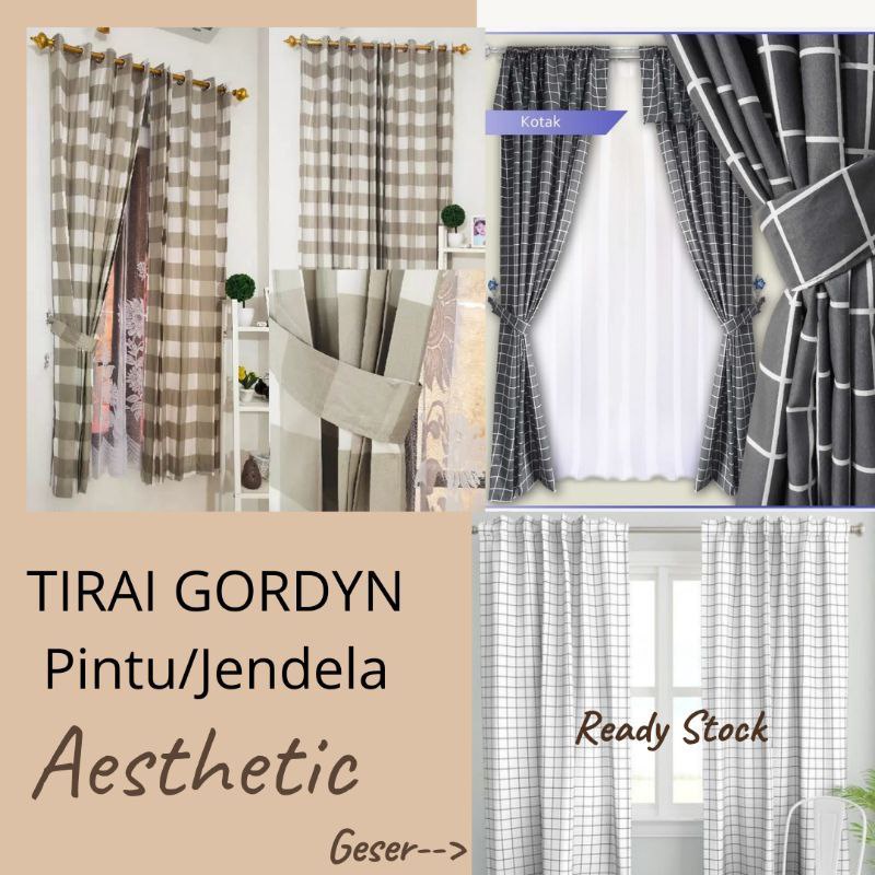 (BISA COD) GORDEN JENDELA/GORDEN PINTU MOTIF KOTAK-KOTAK