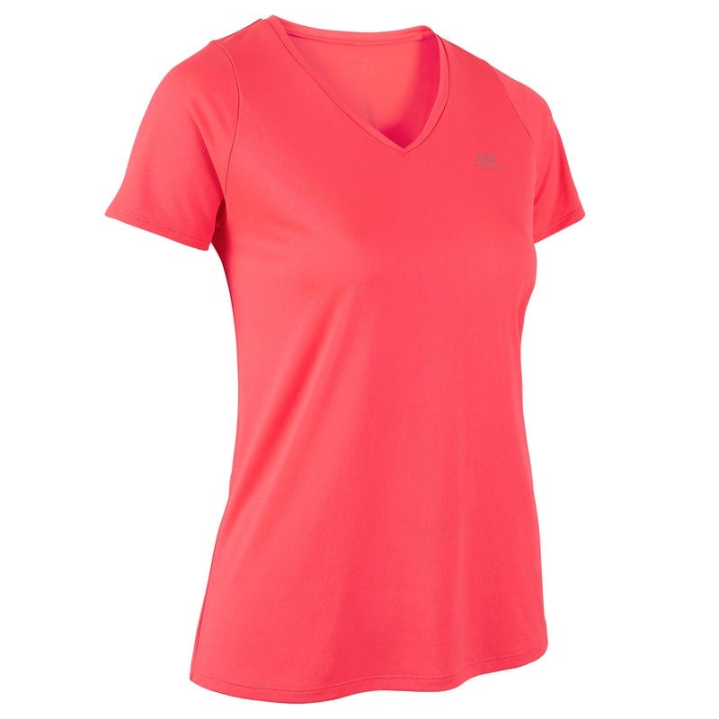 KALENJI Run Dry Kaos T-Shirt V-Neck Olahraga Lari Jogging Yoga Wanita Original