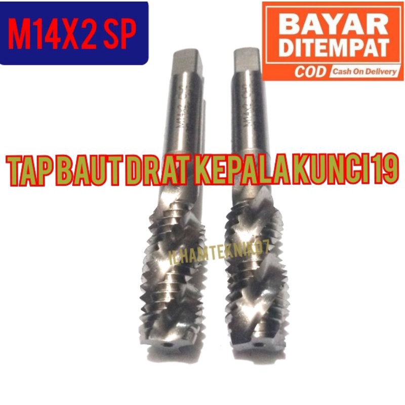 hand tap tap M14x2 handtap M14x2 Sepiral pembuat DRAT baut kepala kunci 19 kasar bortap drill tap