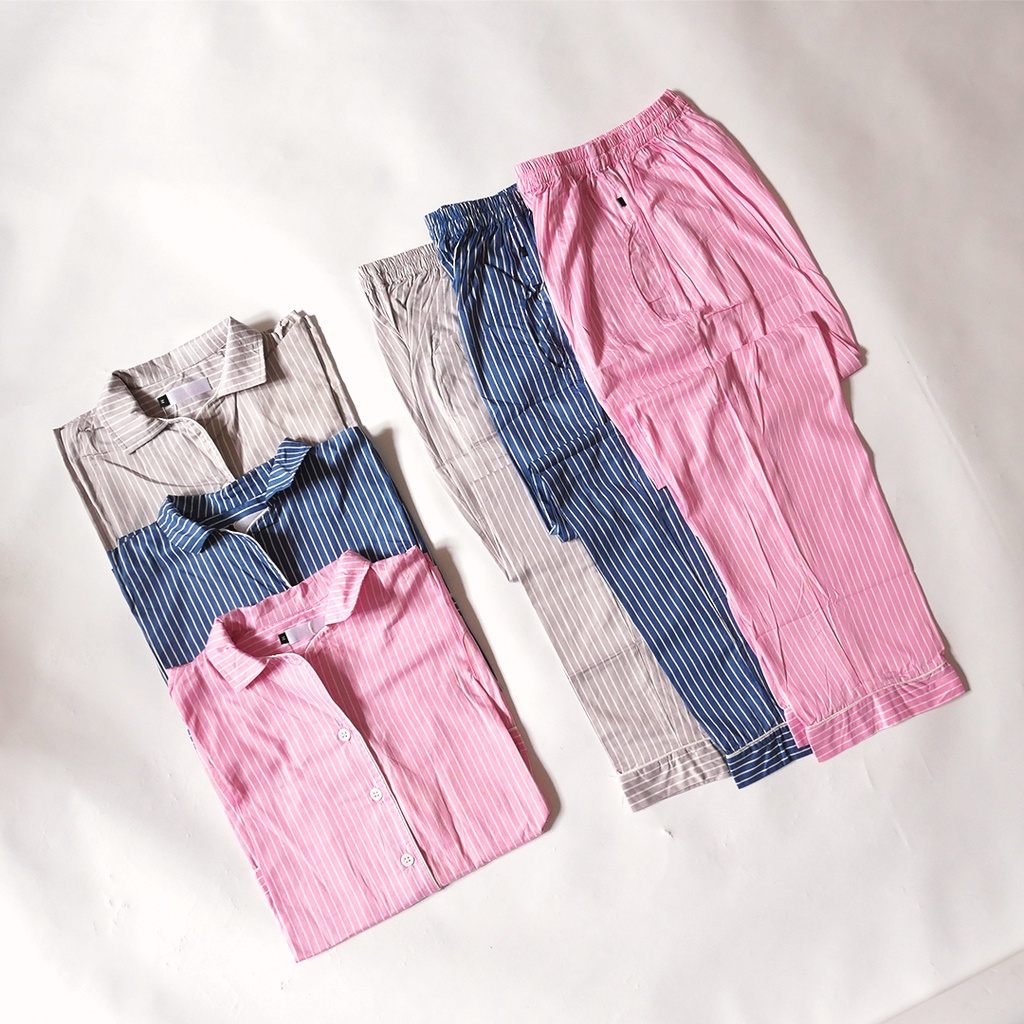 LE CANI - Dey Series Garis-garis - Setelan Lengan Panjang Wanita - Baju Tidur Wanita - Piyama Wanita