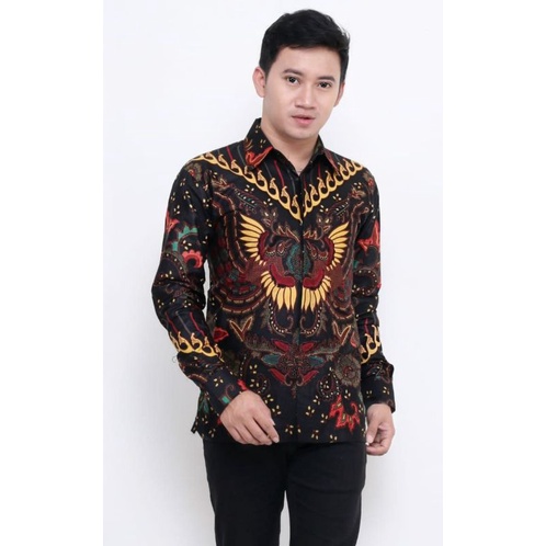 Batik Pria Lengan Panjang BATIK AZMIL HRB026 motif KERATONAN Kode 002 size M L XL Reguler