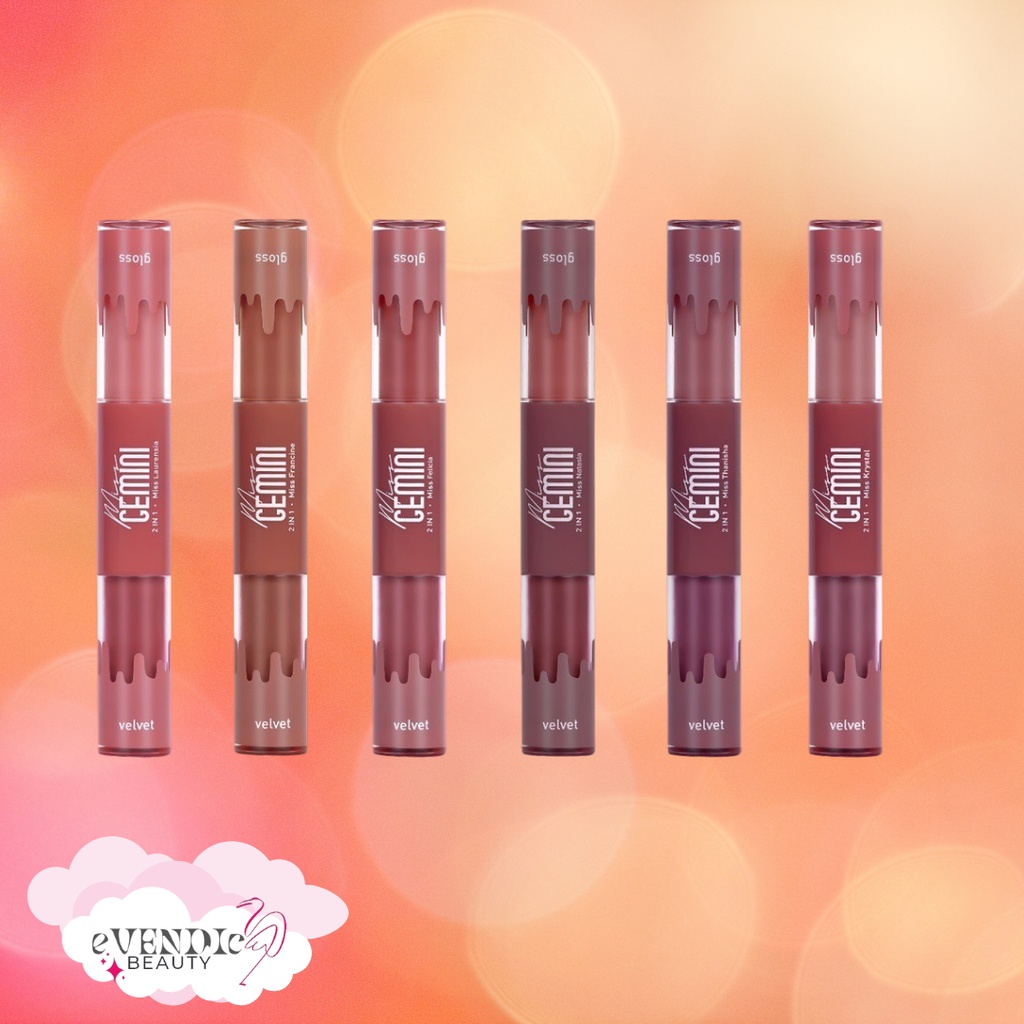 Madame Gie Miss Gemini 2 in 1 Gloss n Velvet | Lipstick 2 in 1by madamegie