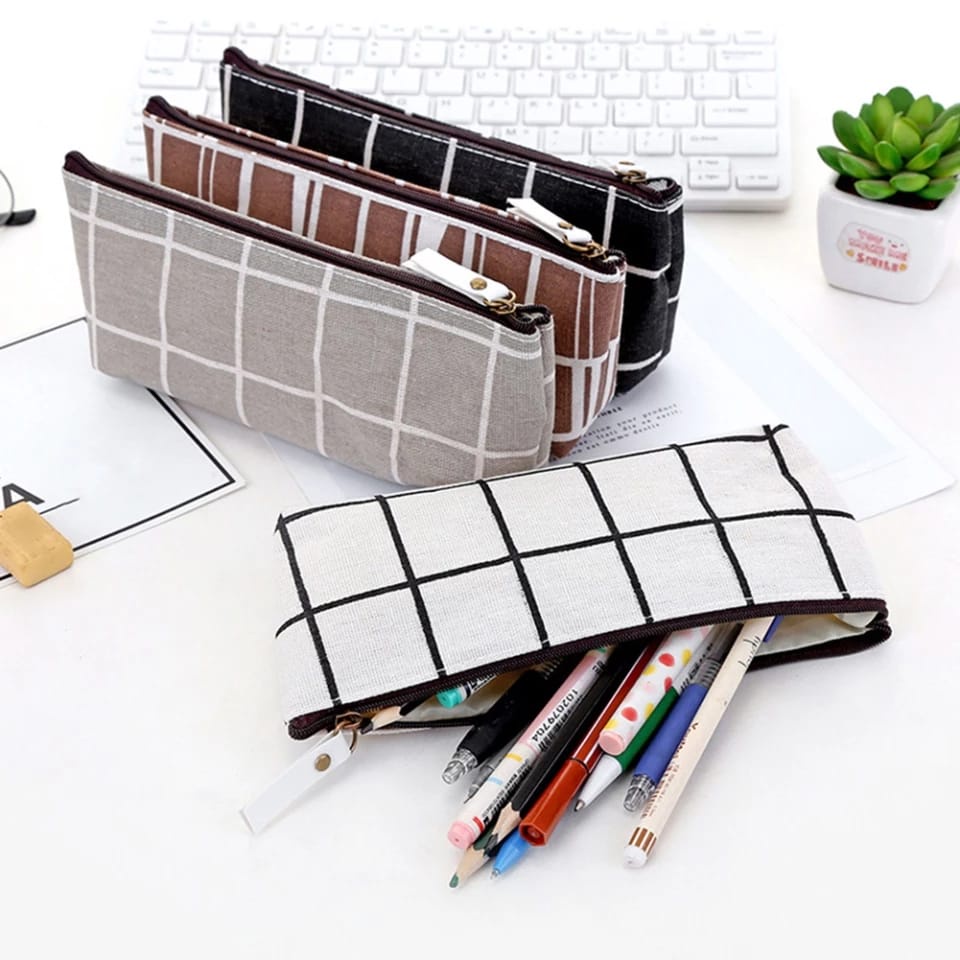 

Bellino - Tempat Pensil Kanvas Motif Kotak Stylish / Pouch Alat Tulis Make up Resleting Import