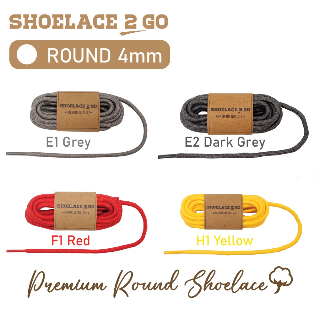 SHOELACE 2 GO PREMIUM TALI SEPATU BULAT ROUND - SR4 - 115CM - 4MM