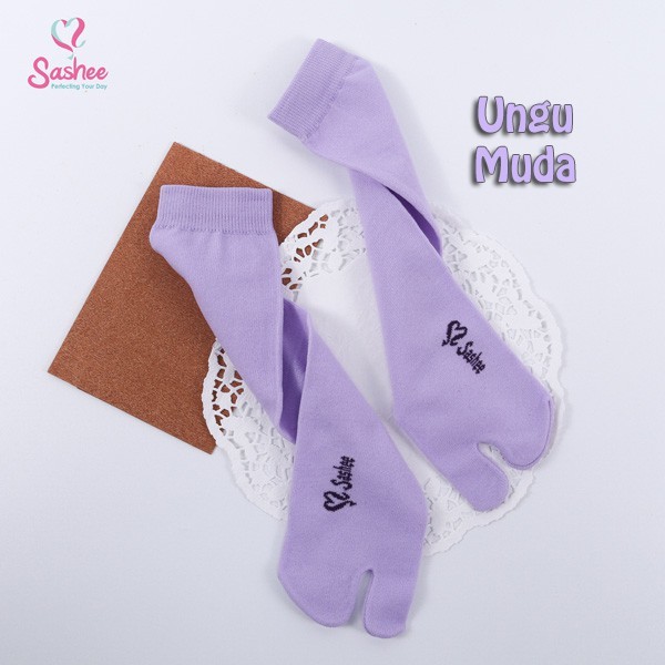 Kaos Kaki Wanita Jempol Dewasa Panjang Warna Polos Muslimah Sashee Original Sepasang All Size-Ungu Muda