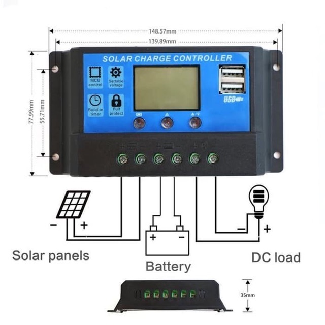 Solar Charge Controller 10A 20A 30A Cell PWM Pengisi Daya Surya 12V24V