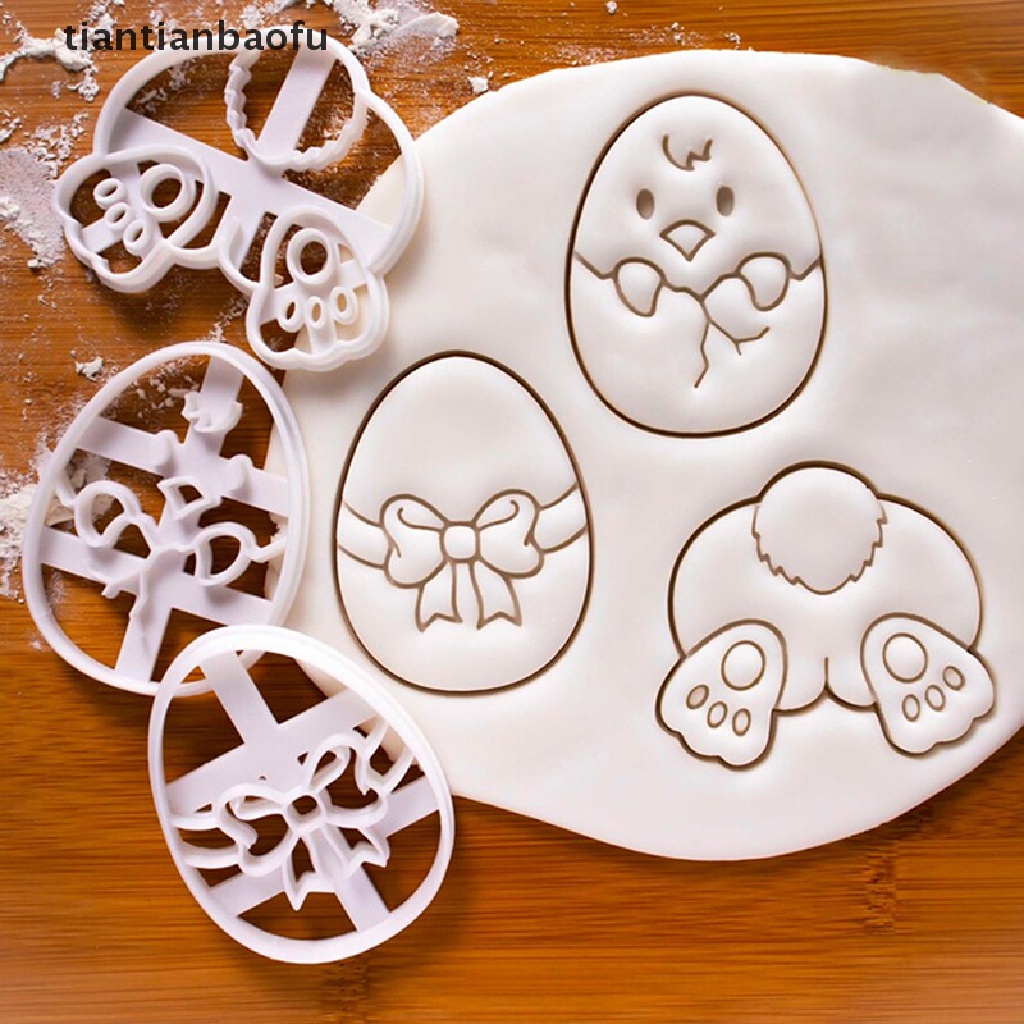 3 Pcs Cetakan Fondant Icing Biskuit Bentuk Telur Paskah Kelinci Ayam