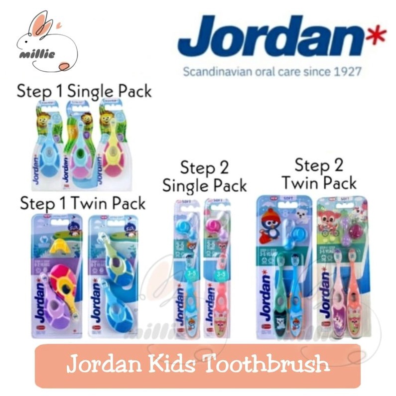 Jordan Toothbrush Sikat Gigi Anak Step 1 / Step 2 SINGLE / TWINPACK