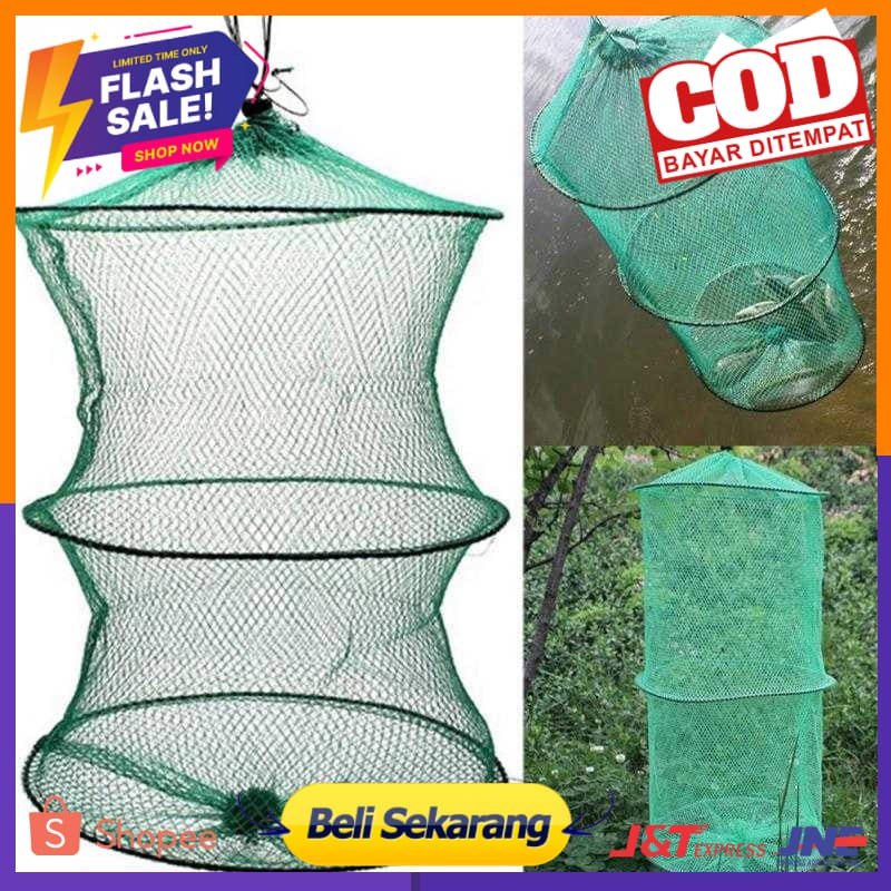 TONQUU Jaring Pancing Ikan Udang Fishing Net Foldable 2 Layers SCZ620