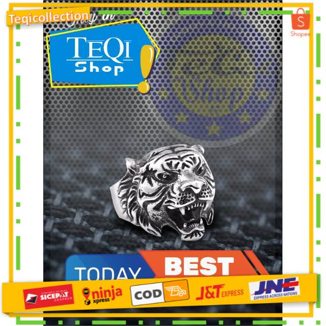 CINCIN PRIA KARAKTER KEPALA HARIMAU | CINCIN AKSESORIS PRIA