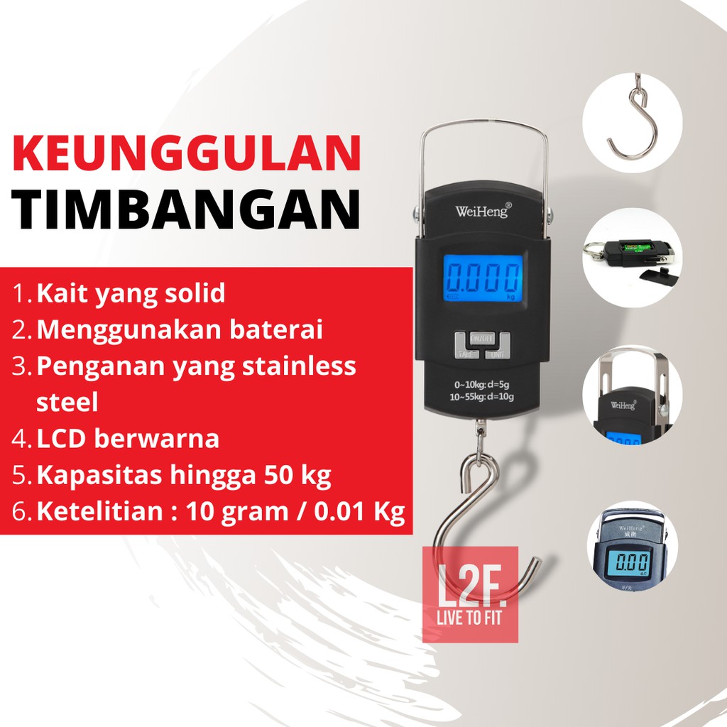 Timbangan Gantung Digital 50 Kg Portable Electric Scale Weiheng