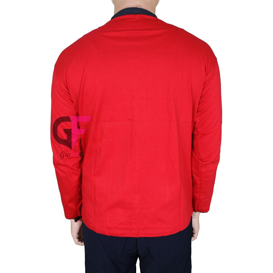 GIOFLO Baju Koko Panjang Kemeja Muslimin Pria Trendy Red / KKL 55