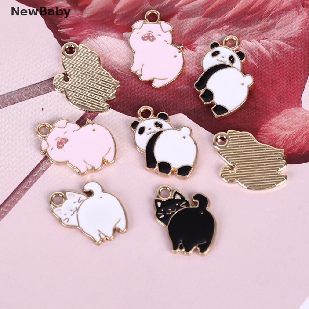 NewBaby 10Pcs/Lot Enamel Alloy Pig Cat Panda Charms Pendants DIY Jewelry Findings Crafts ID