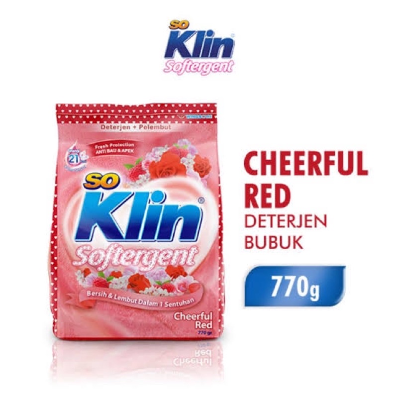 Soklin Bubuk 770G Cherrful Red so klin 770G merah so klin bubuk 770 gram red detergen soklin