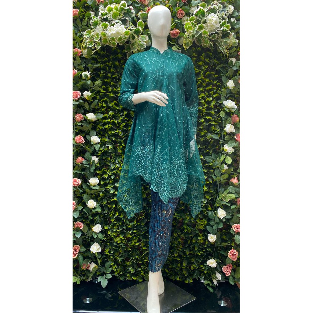 PROMO KEBAYA TUNIK KRAH SHANGHAI / KEBAYA TUNIK TULLE MUTIARA BORDIR TIMBUL