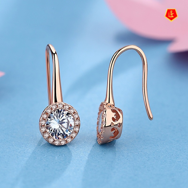 [Ready Stock]Creative Elegant New Inlaid Moissanite Stud Earrings