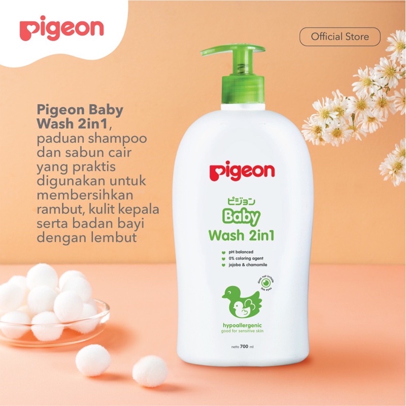 PIGEON Baby Wash Chamomile 400 &amp; 700 ml Pump Paraben Free / Shampoo &amp; Sabun Cair Bayi