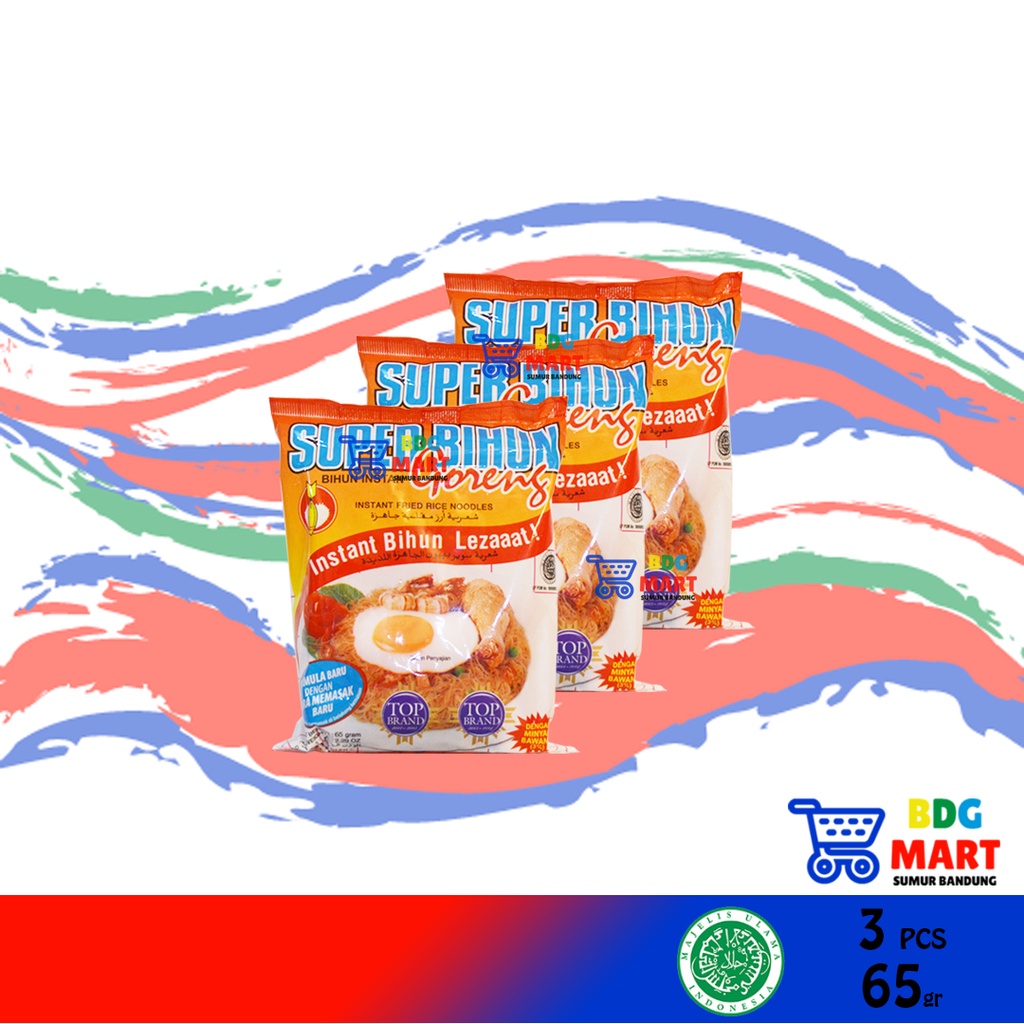 

3PCS Super Bihun Goreng Bihun Instan Paling Nikmat Mudah Masaknya Bumbu Atom Halal MUI - 3pcs x 65gr