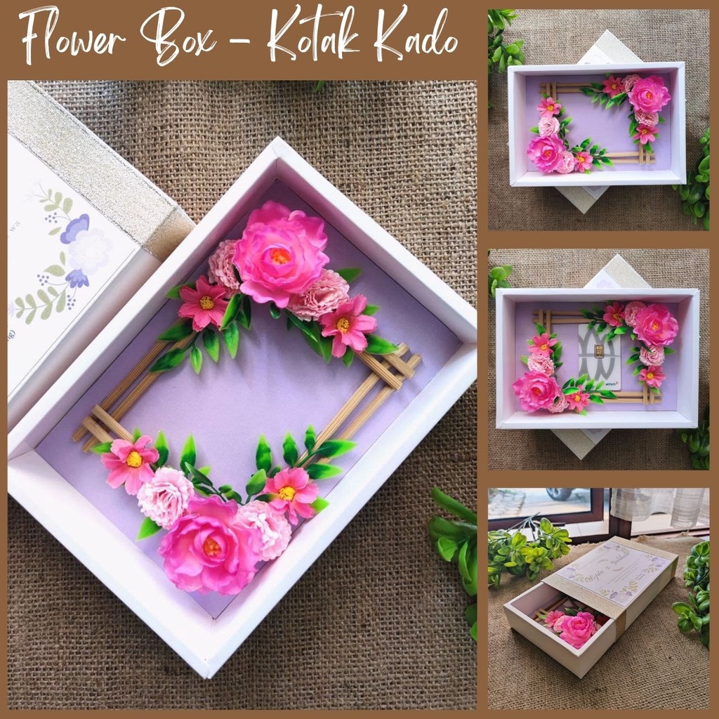 

flowerbox warna ungu pink kado pernikahan unik desain mewah, hadiah anniversary, ulang tahun pacar wanita, perpisahan kantor, graduation lulus wisuda