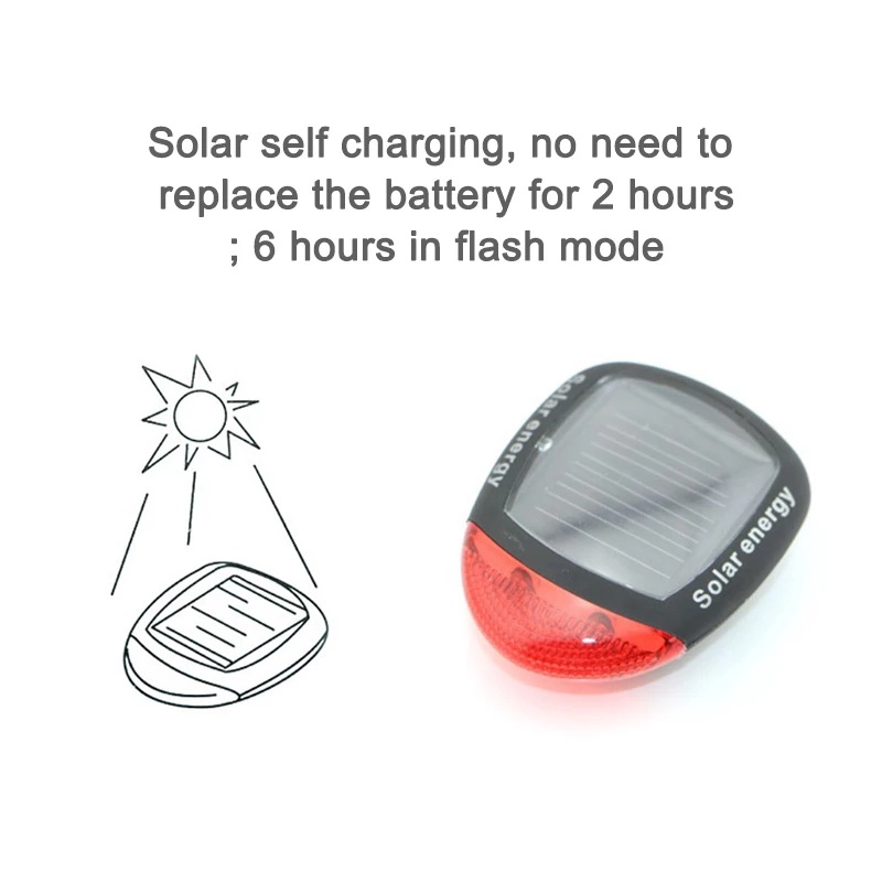 1 Pcs Mini LED Solar Charging Bicycle Rear Light/ Portable Night Road Cycling Safety Lamp