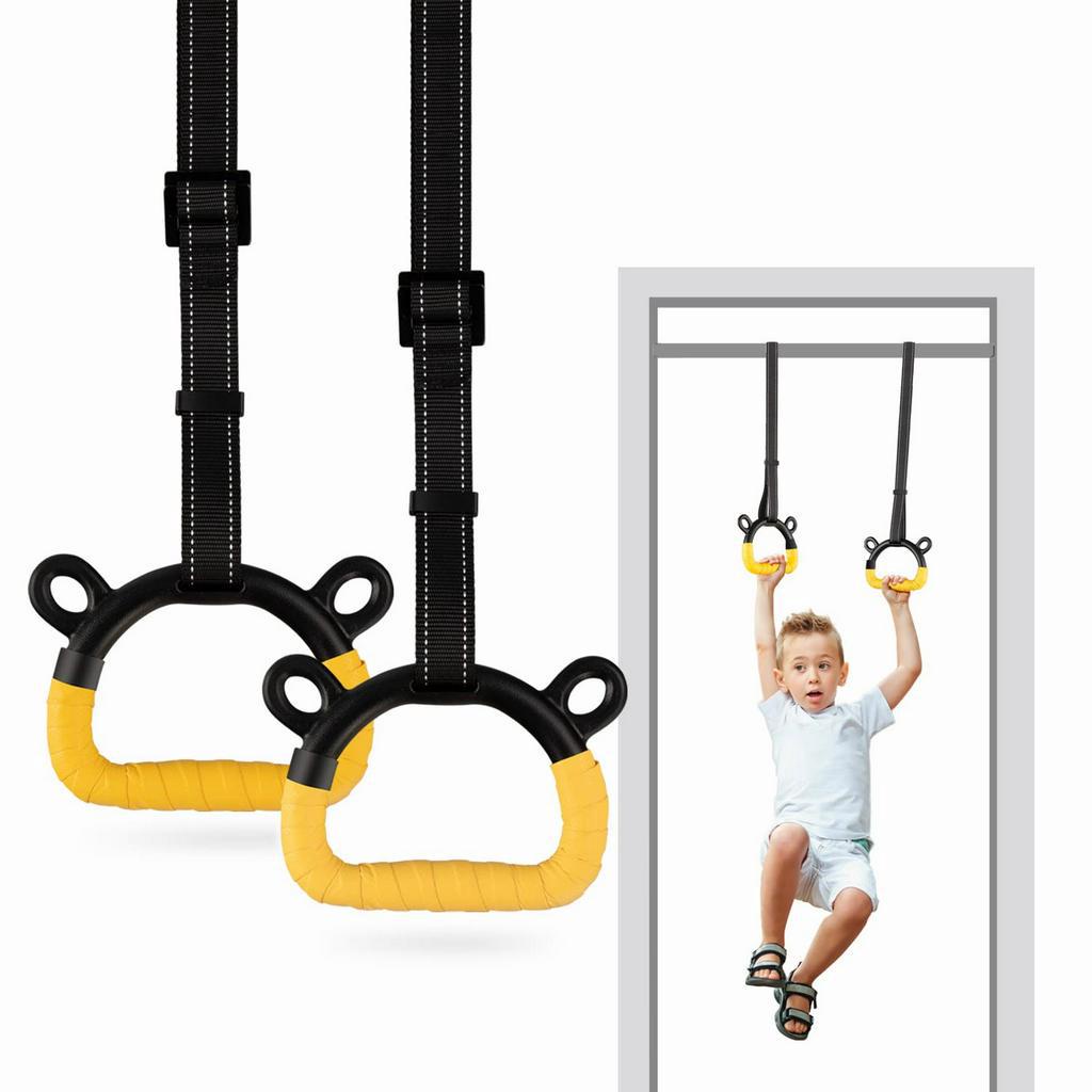 Isi 2 Set Gym Ring Pull Up Tali Stretching Yoga Fitnes Anak Gymnastic Lifting Ring Strap Adujustable Children Rings Muscle Up