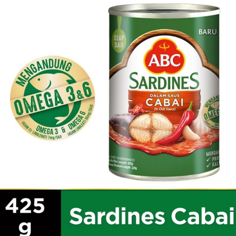 

Sarden ABC besar 425 gram dalam saus cabai