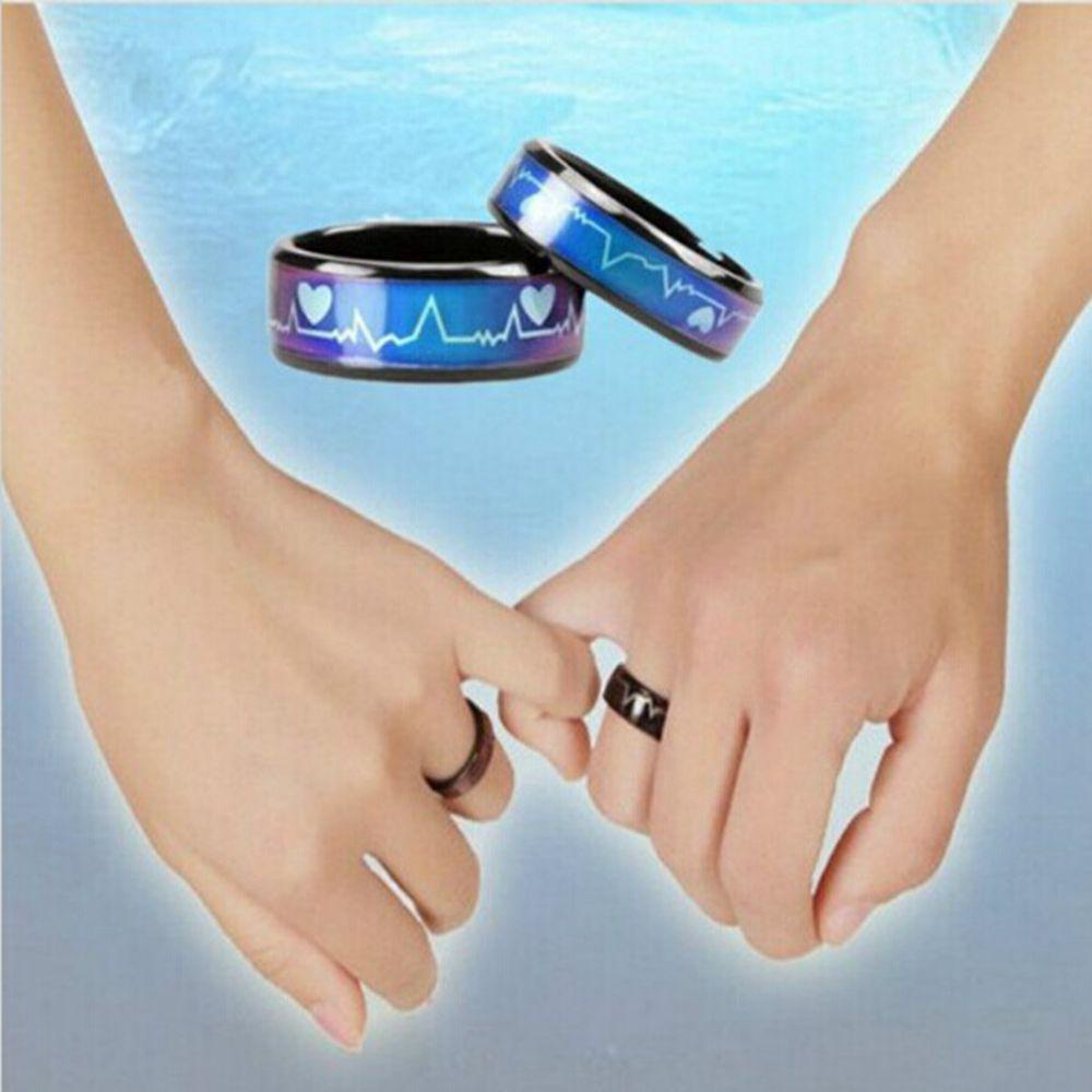 Lily Mood Ring Perhiasan Pernikahan Baja Titanium Perasaan Emosi