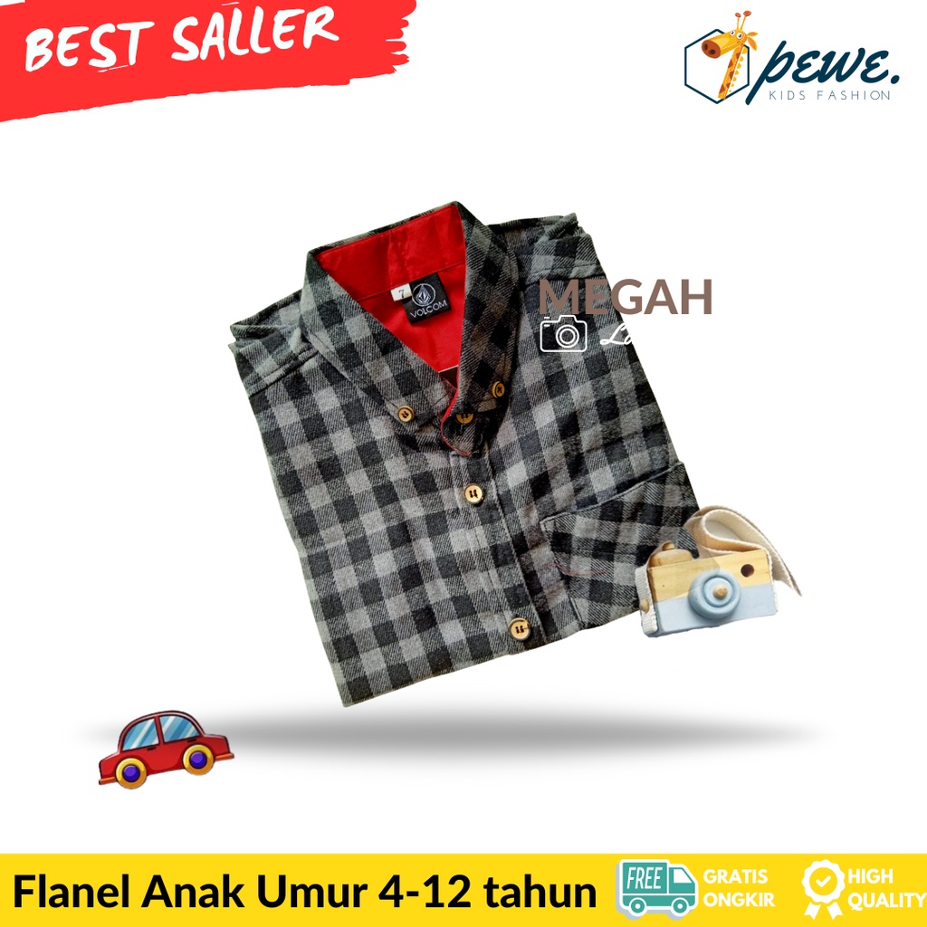 Kemeja anak Flanel Lengan Pendek Unisex - kemeja kotak anak hitam putih / kemeja flanel anak laki laki / kemeja kotak anak laki laki / kemeja anak laki / Baju anak laki - Kemeja Anak Bahan Flanel Import TERLARIS - Kemeja flanel anak umur 2-12 tahun