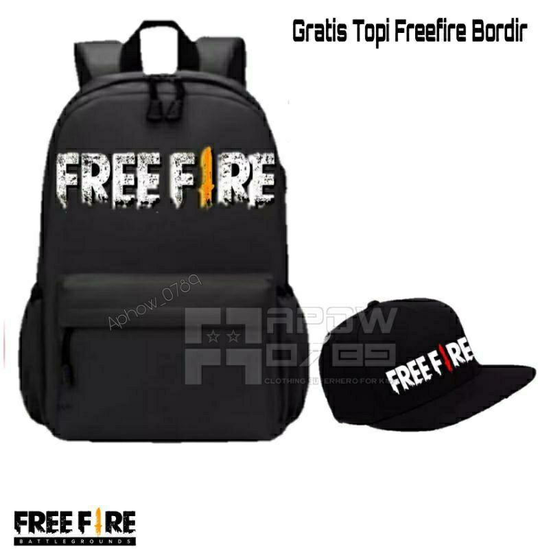 Ransel Freefire/Spiderman/Batman backpack 3in1/ 2in1 topi baseball bordir