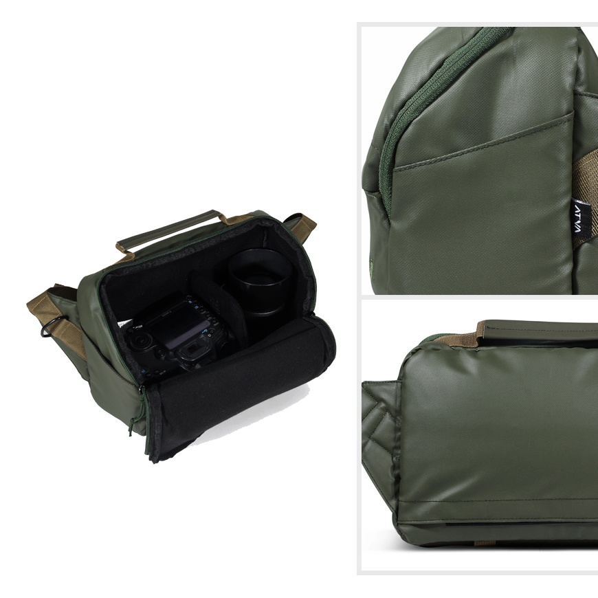 ZOOM OLIVE GREEN ORIGINAL x ATVA Tas Kamera Selempang Hijau Pria Wanita Unisex Slingbag Lensa DSLR Mirrorless Sling Bag Camera Multifungsi Casual Camera Shoulder Bag Premium Waterproof Shoulderbag Tas Kamera Slempang Bahu Anti Air Keren Terbaru Kekinian