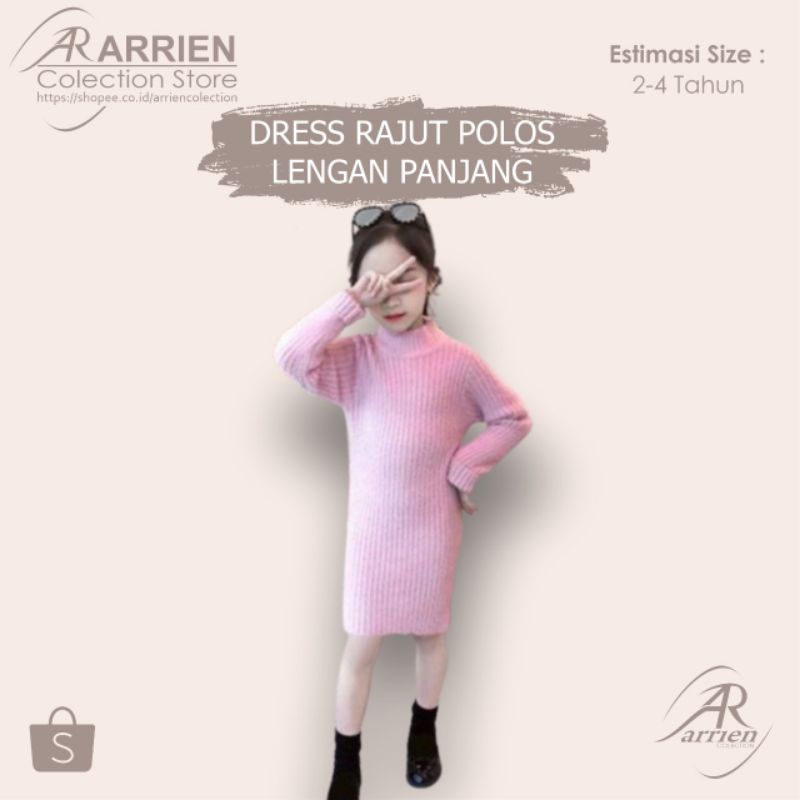 Dress rajut anak perempuan baju dress anak perempuan lengan panjang polos korean murah premium halus