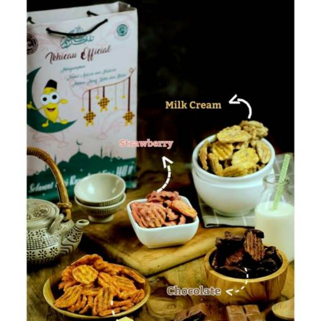 

Keripik pisang coklat susu aneka rasa rasa 400gr kemasan los