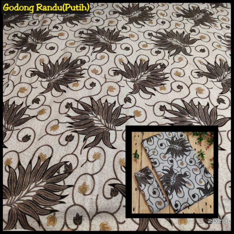 Kain Batik Motif Godong Randu Putih Elegan