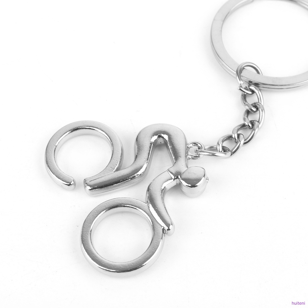 Silver Metal Bicycle Bike Cycling Riding Keychain Keyring Keyfob Key Chain Ring huiteni