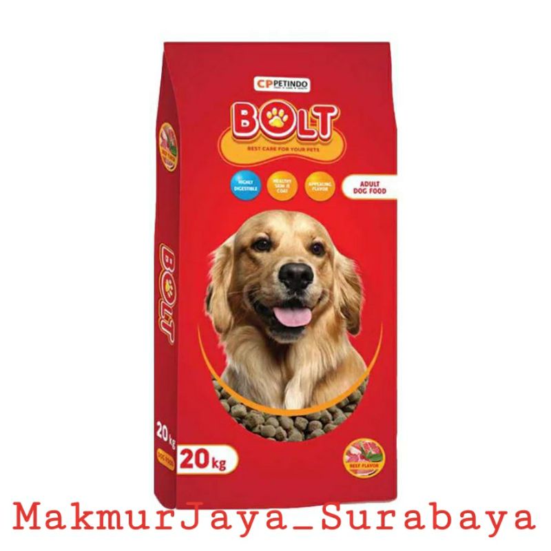 Bolt Dog 1kg (bentuk segitiga&amp;bulat) beef &amp; Lamb Pakan Anjing