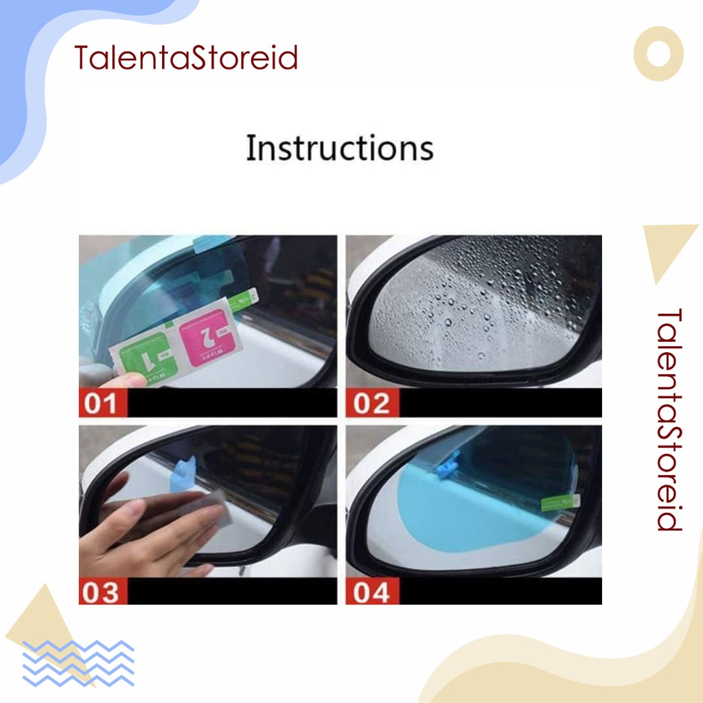 Anti Fog Oval Waterproof Anti Air Gores Anti Blur Kaca Spion Mobil