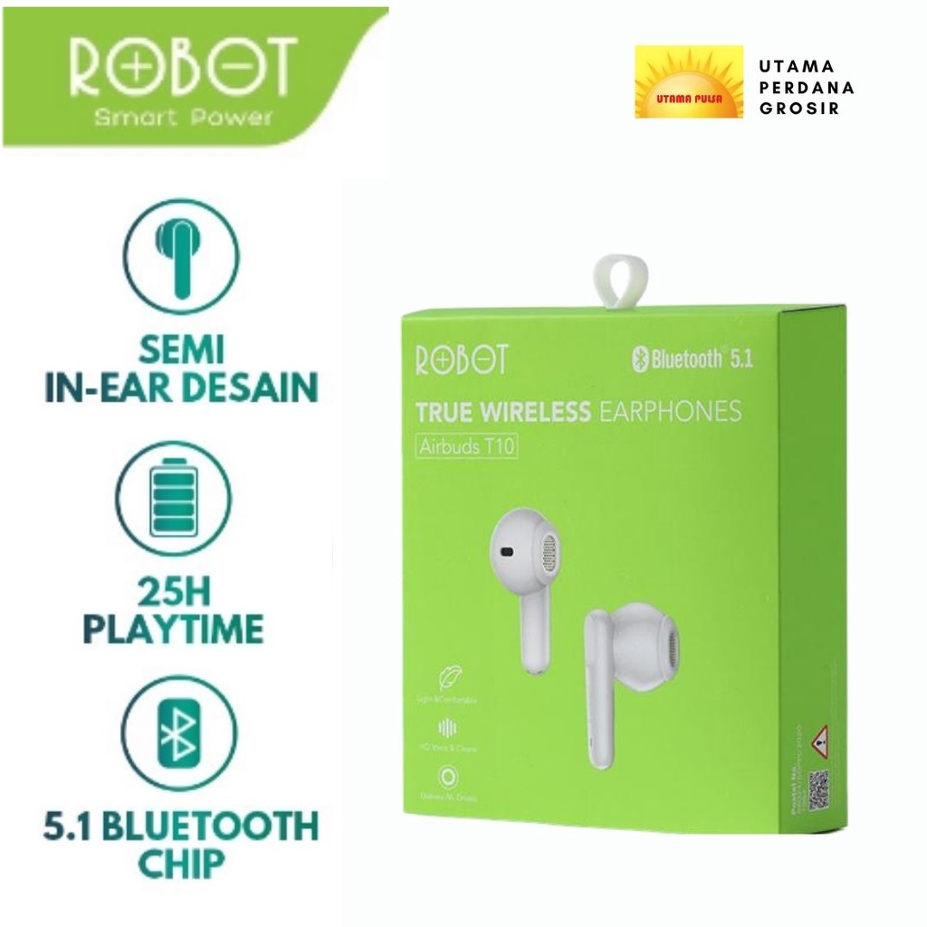 NEW AIRBUDS ROBOT T10 T30 T50 Earbuds Semi-In-Ear True Wireless Airbuds Original Garansi RESMI 1 Tahun