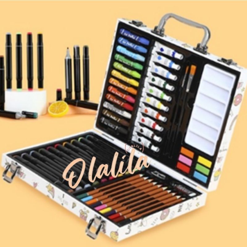 

Crayon Set 54 Pcs Koper Besi / Alat Gambar / Water Colour / Koper Set Art Drawing set anak komplit