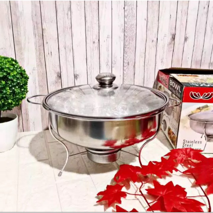 Wadah Saji Warmer Prasmanan Besar 28cm/ Panci Stove/Penghangat Sop Dan Sayur/ Bisa COD