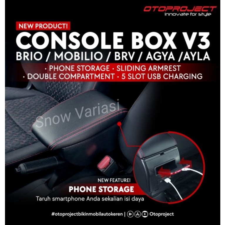 Console Box Arm Rest Brio 2018 BRV Mobilio V3 with USB