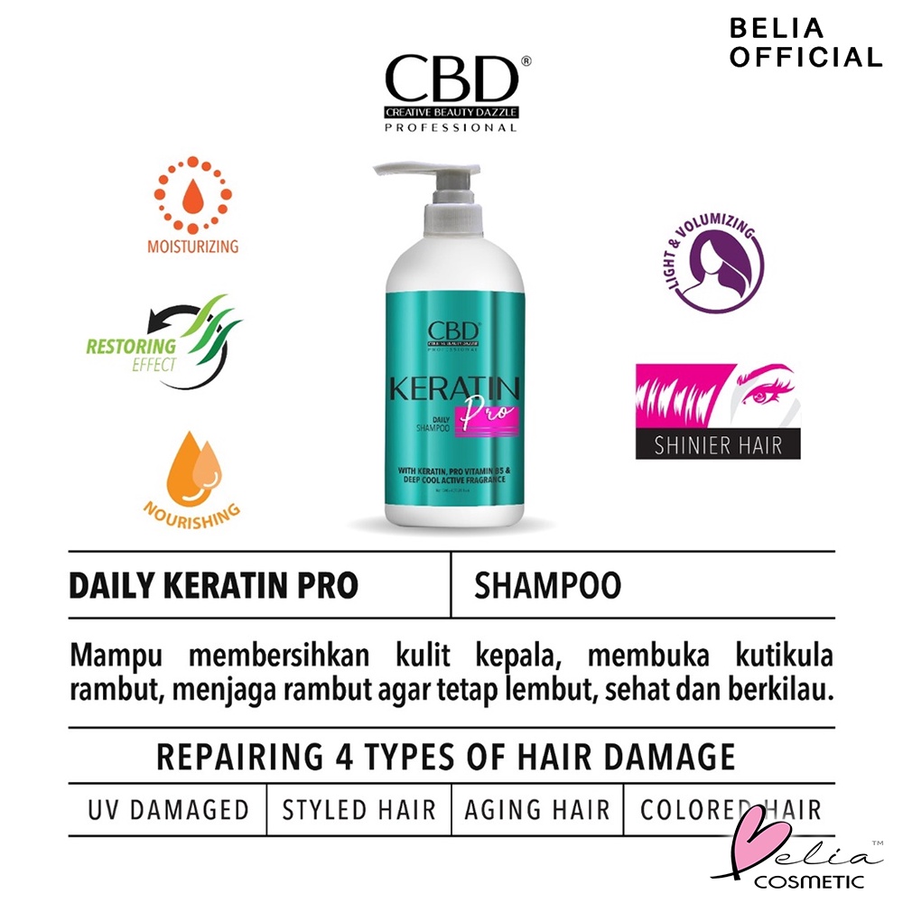 ❤ BELIA ❤ CBD Professional Series | Hair Treatment Keratin Pro | Color Shield | Smoothing Power | Shampo | Conditioner | Hair Mask | Hair Vitamin Spray | BPOM