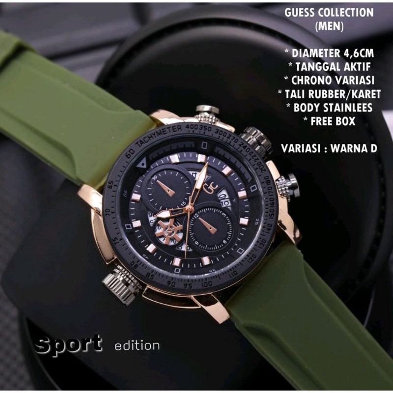 Jam Tangan G-Collection Rubber Chrono Tgl Aktif Jam Tangan Pria GC Jam Tangan Fashion