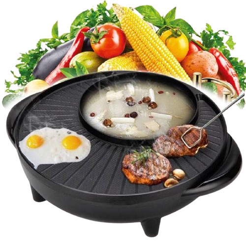 Panci Hotpot BBQ 2 in 1 Elektrik Shabu Steambot Suki Grill Listrik Set