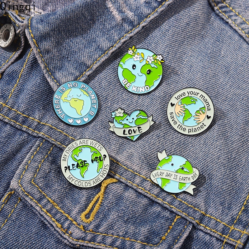 Bros Pin Enamel Desain Kartun Save The Earth Untuk Hadiah