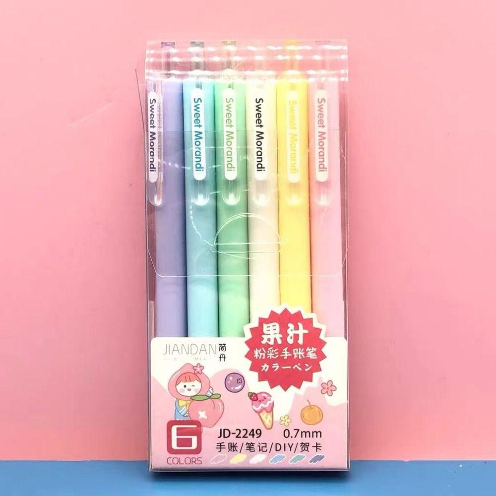 Top 6PCS/Set Stabilo Pena Set Warna Permen Kreatif Alat Tulis Menggambar Graffiti Press Type Color Pen