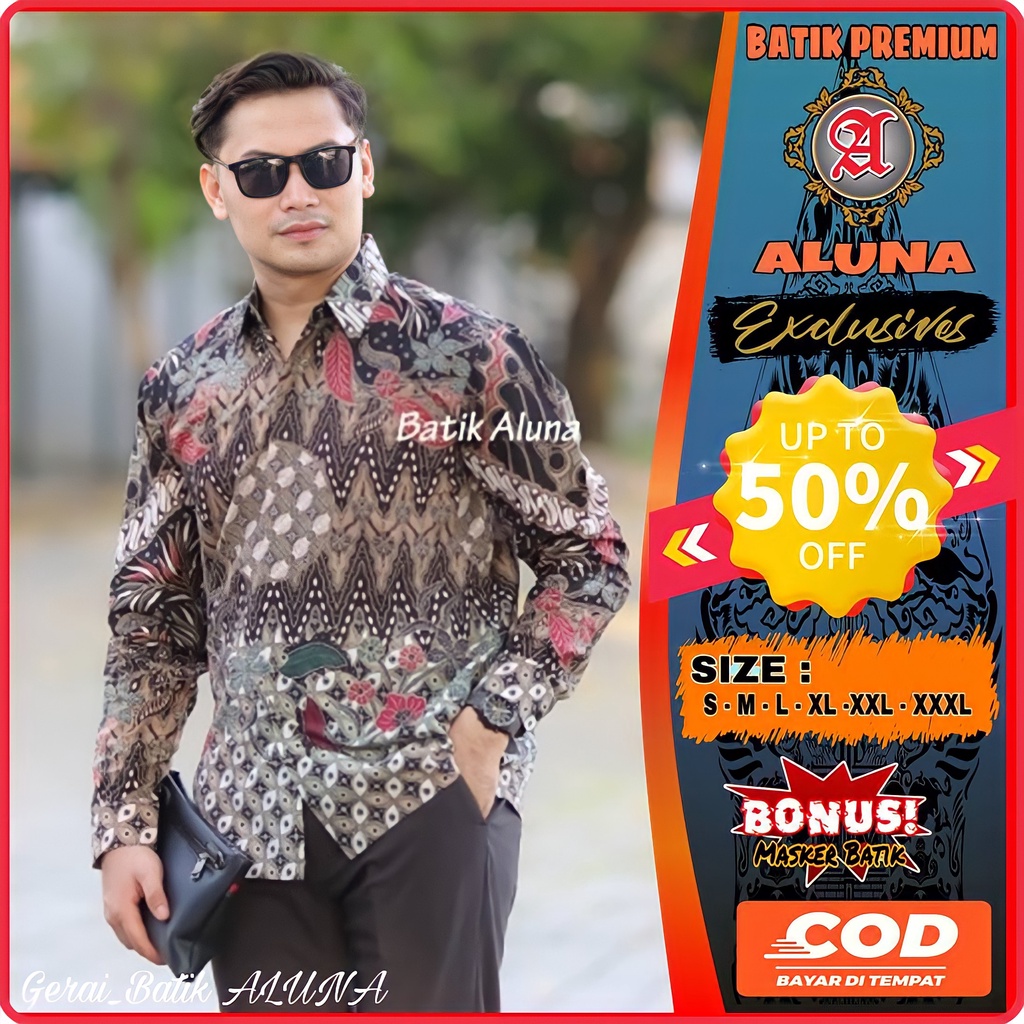 Baju Batik Solo Danar Hadi Original Kemeja Pria Lengan Panjang Premium Full Furing Aluna G_BA001