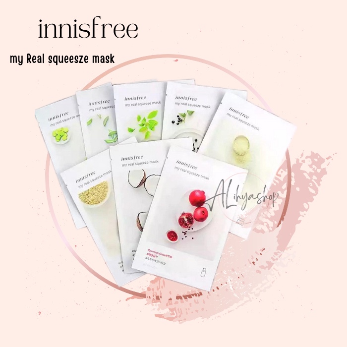 Masker innisfree , INNISFREE MY REAL SQUEEZE SHEET MASK NEW PACKING ORIGINAL