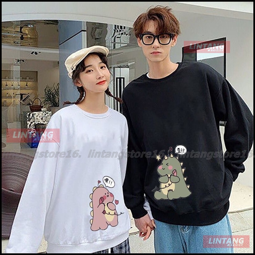 SWEATER BASIC DINO / SWEATER UNISEX / SWEATER CEWEK COWOK / SWEATER COUPLE XXL XXXL XXXXL