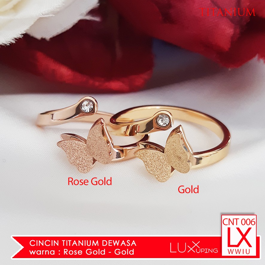 CX 006 Cincin Titanium Terlaris Cincin Kupu Kupu Cantik Perhiasan Wanita Dewasa Cincin Rose Gold Cincin Gold 18K Cincin Stainless Awet Tidak Mudah Luntru Luxx Xuping